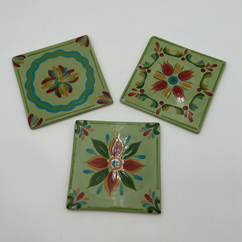 Southern Living at HOME Gail Pittman Provence Wall Tiles /Trivets FOLK ART SET/3
